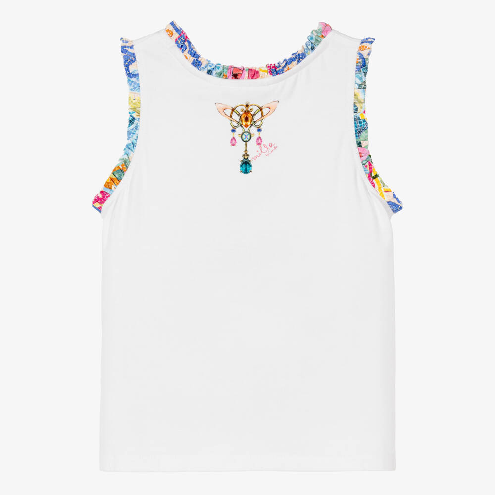 Camilla Kids-Girls Ivory Baroque Leopard Print Vest Top | Childrensalon Outlet