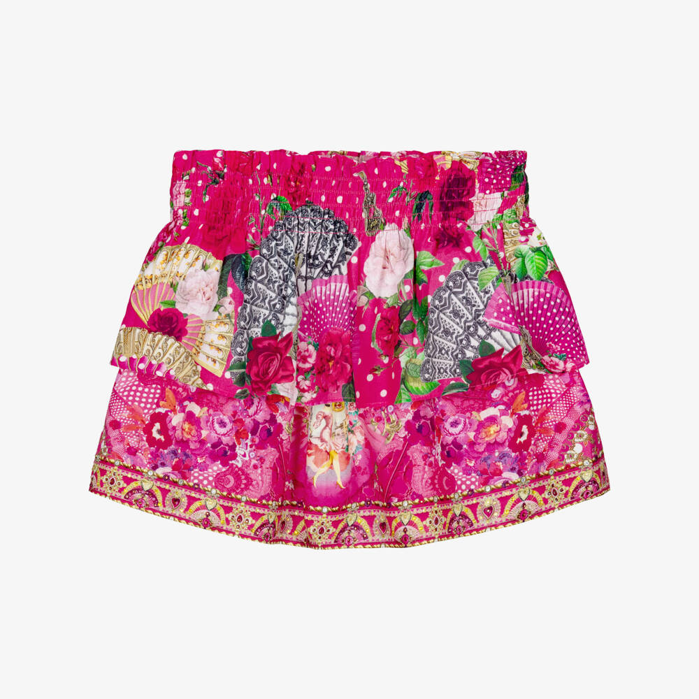 Camilla Kids-Girls Pink Flamenco Print Tiered Skirt | Childrensalon Outlet