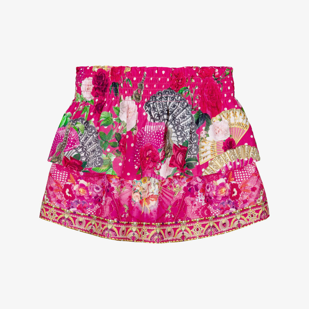 Camilla Kids-Girls Pink Flamenco Print Tiered Skirt | Childrensalon Outlet