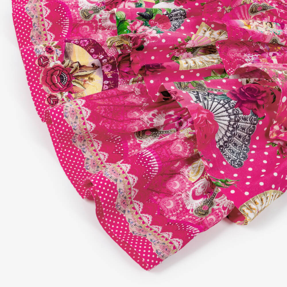 Camilla Kids-Girls Pink Tiered Dress with Flamenco Print | Childrensalon Outlet