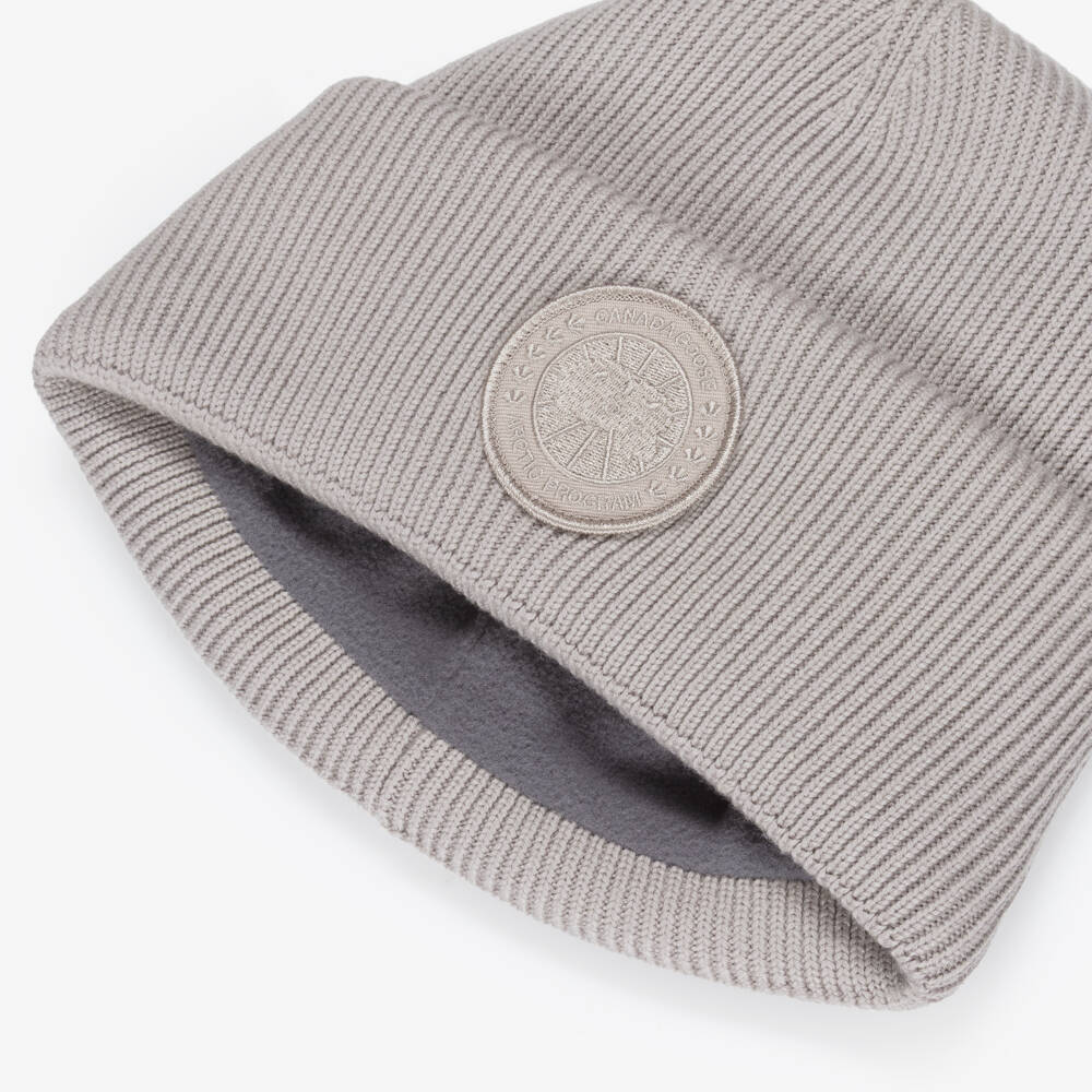 Canada Goose-Beige Merino Wool Ribbed Beanie Hat | Childrensalon Outlet