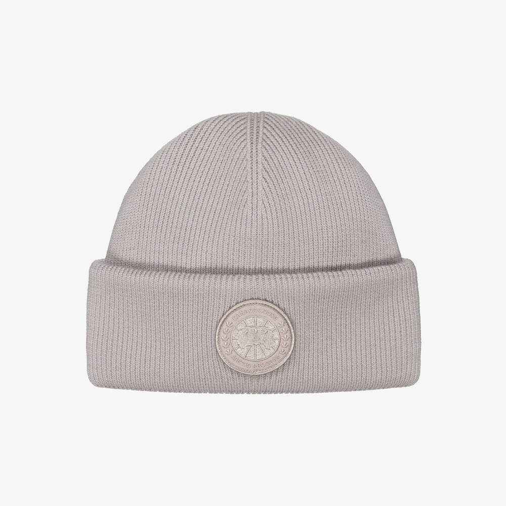 Canada Goose-Beige Merino Wool Ribbed Beanie Hat | Childrensalon Outlet