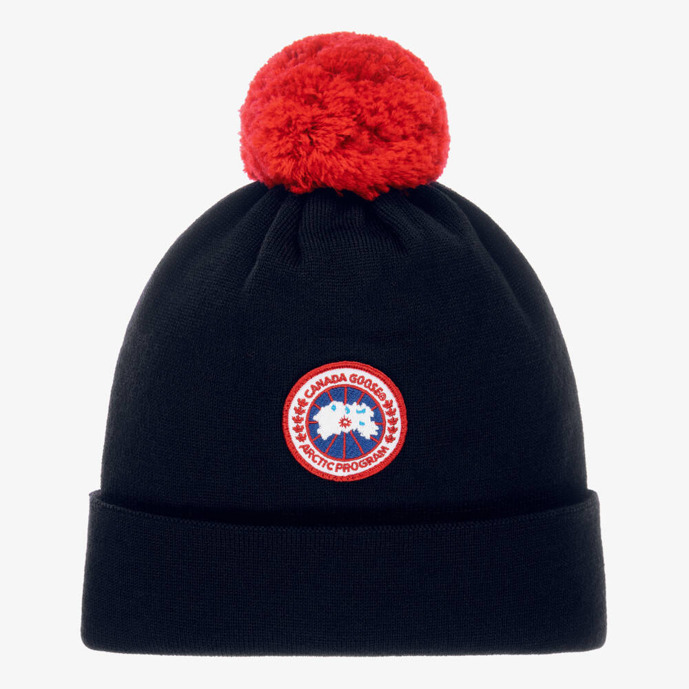 Canada Goose-Navy Blue Merino Wool Pom-Pom Hat | Childrensalon Outlet