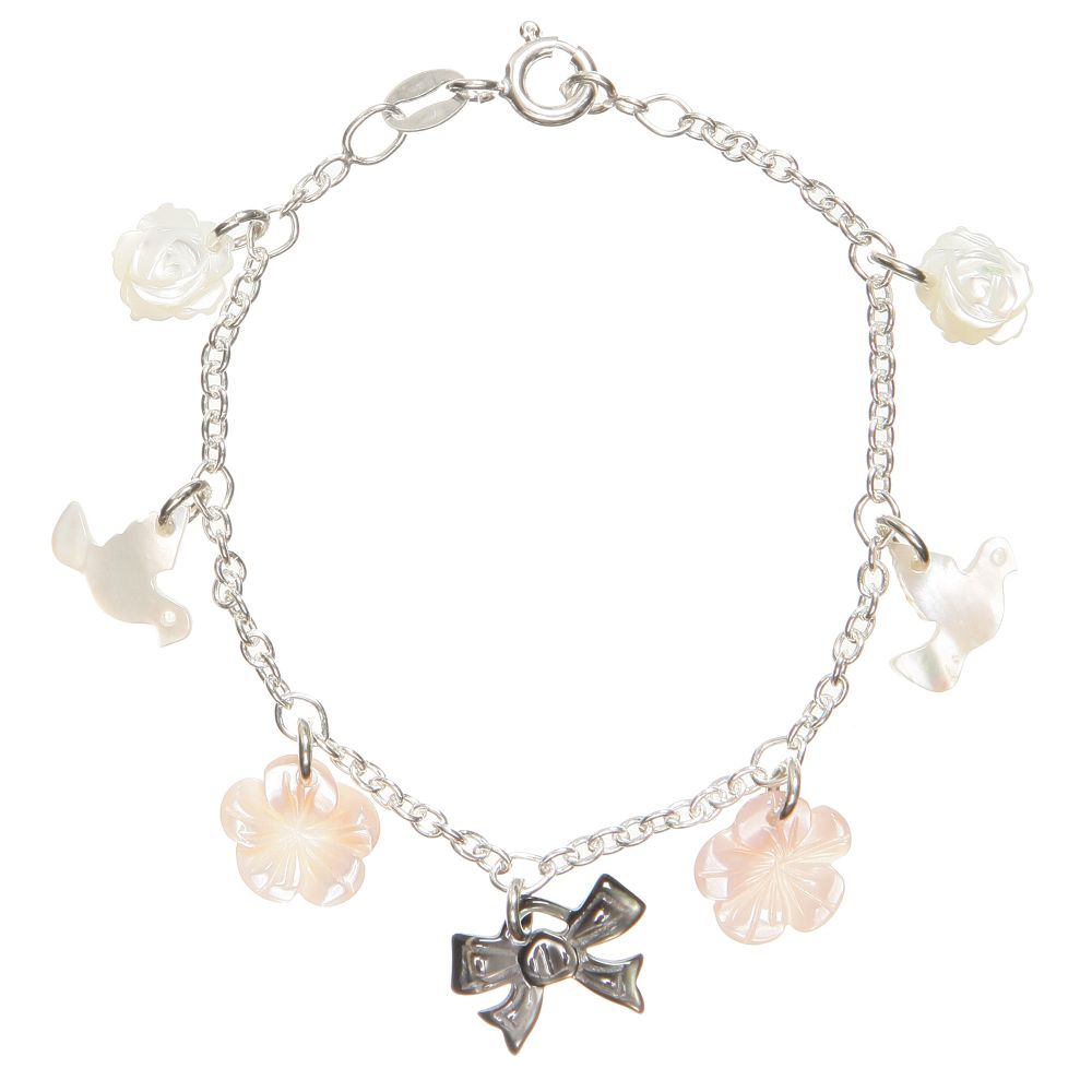 Caramel au Sucre - Pearl Charm Bracelet with Silver Chain