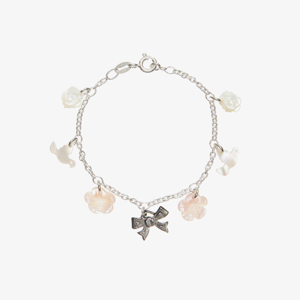 Caramel au Sucre - Pearl Charm Bracelet with Silver Chain | Childrensalon