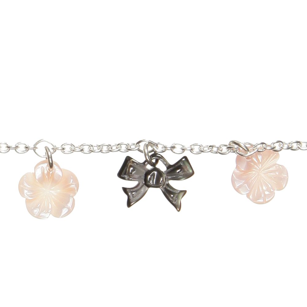 Caramel au Sucre - Pearl Charm Bracelet with Silver Chain