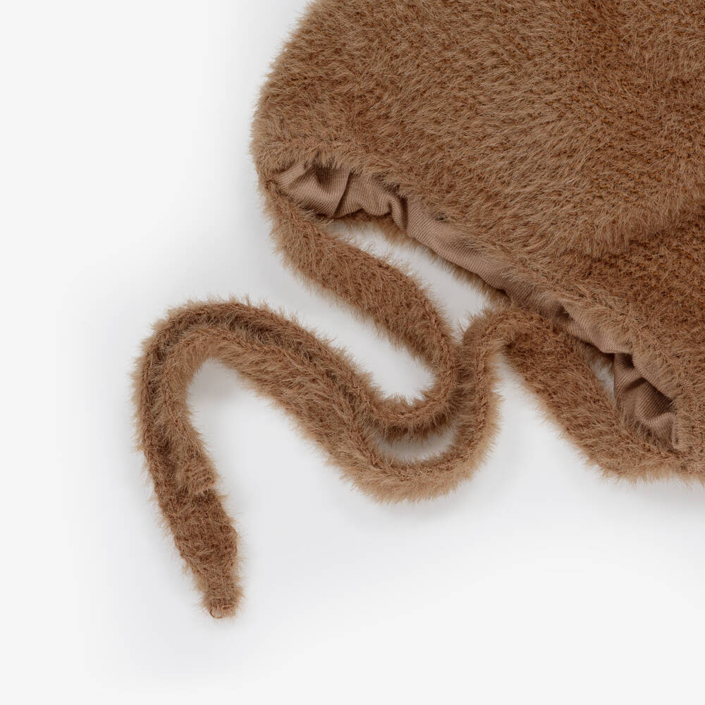 Jamiks-Caramel Brown Knitted Baby Hat with Teddy Bear Ears | Childrensalon Outlet