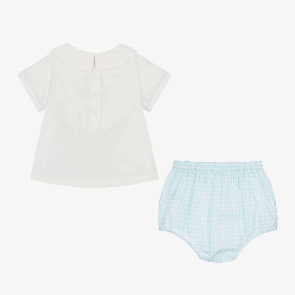 Caramelo Kids-Baby Boys Blue & Ivory Cotton Shorts Set | Childrensalon Outlet