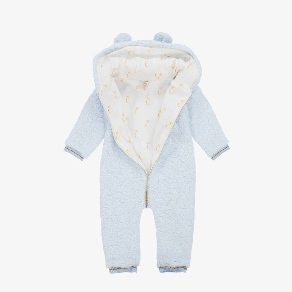 Caramelo Kids-Baby Boys Blue Teddy Fleece Pramsuit | Childrensalon Outlet