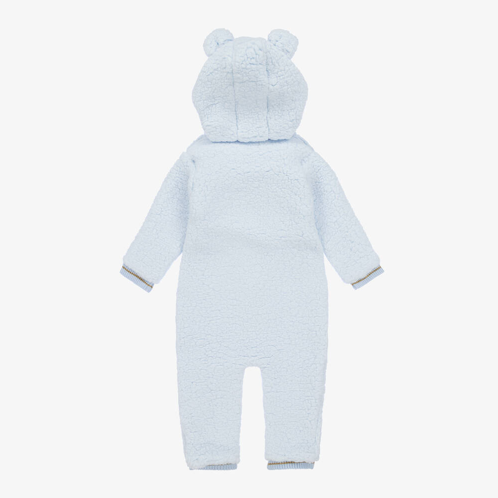 Caramelo Kids-Baby Boys Blue Teddy Fleece Pramsuit | Childrensalon Outlet