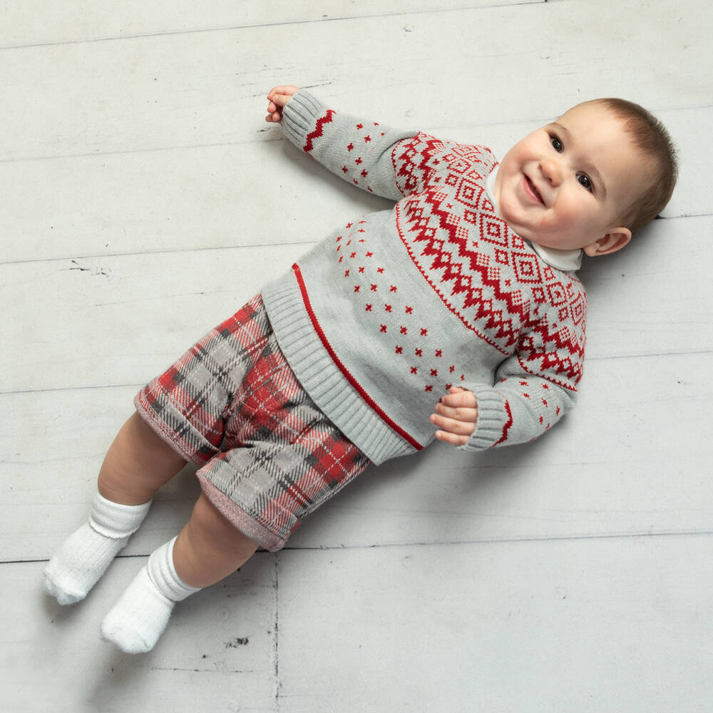 Caramelo Kids Baby Boys Grey Red Shorts Set