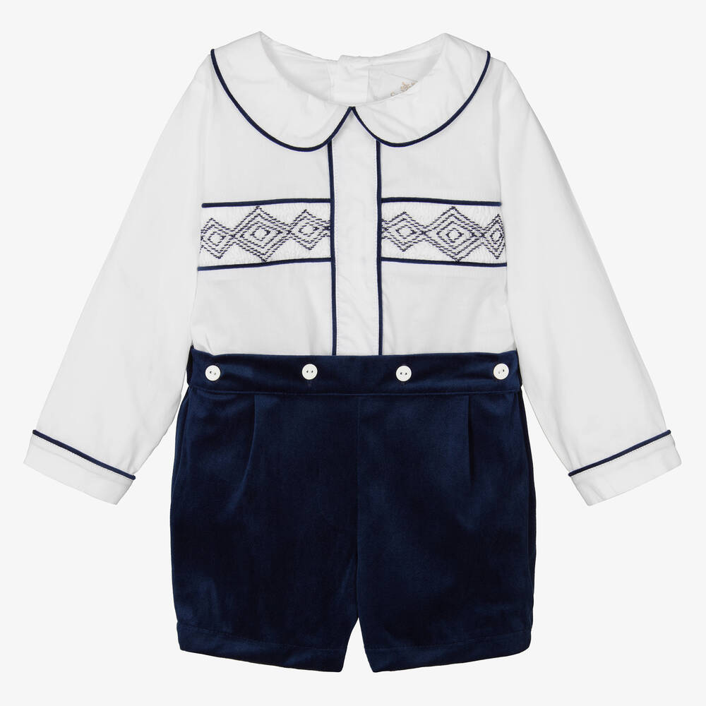 Caramelo Kids - Ensemble short ivoire et bleu bébé | Childrensalon