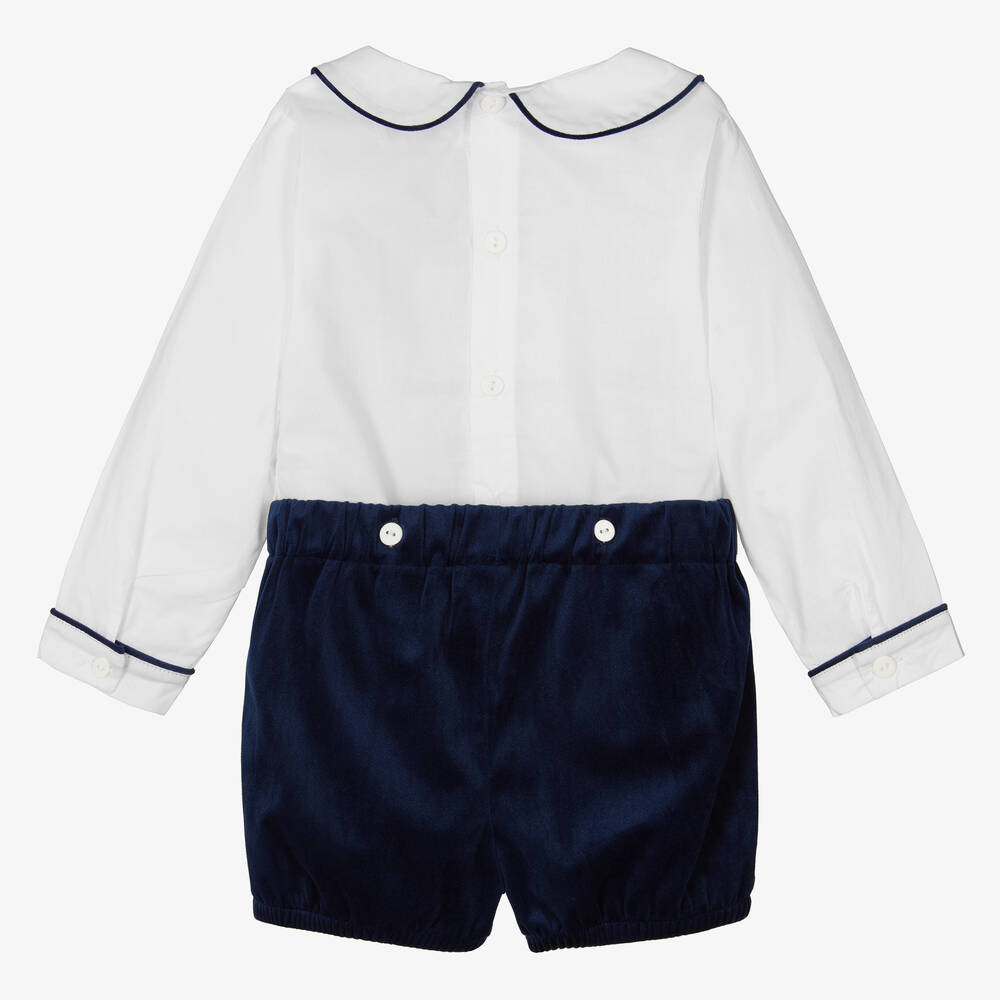 كاراميلو كيدز -بِدلة رسمية قطن ومخمل لون عاجي وكحلي للمواليد | Childrensalon Outlet