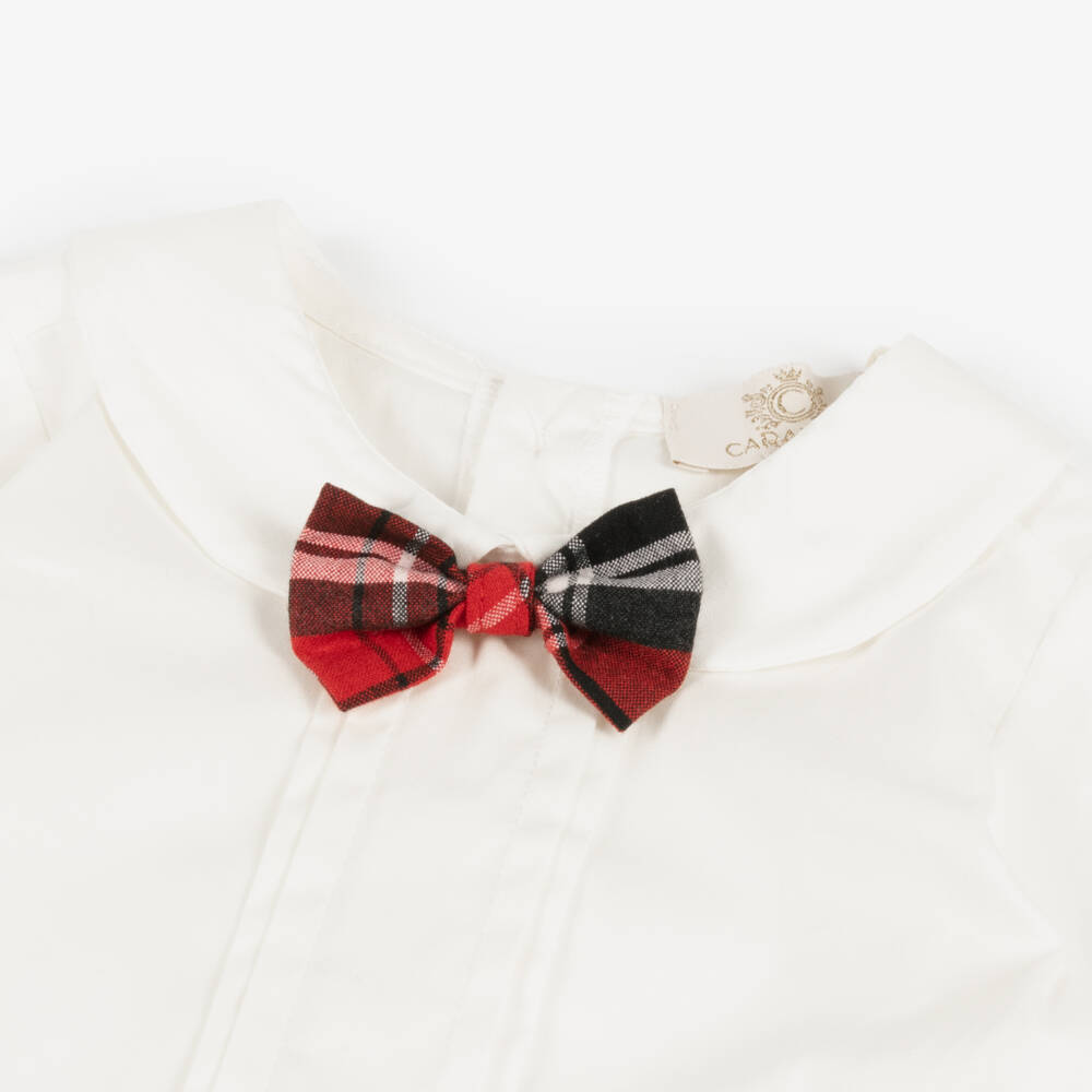 Caramelo Kids-Baby Boys Ivory & Red Tartan Shorts Set | Childrensalon Outlet