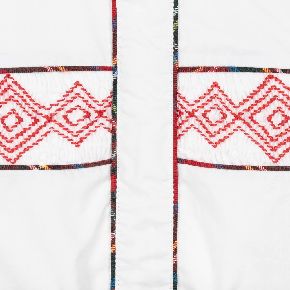 Caramelo Kids-Baby Boys Red & Ivory Tartan Buster Suit | Childrensalon Outlet