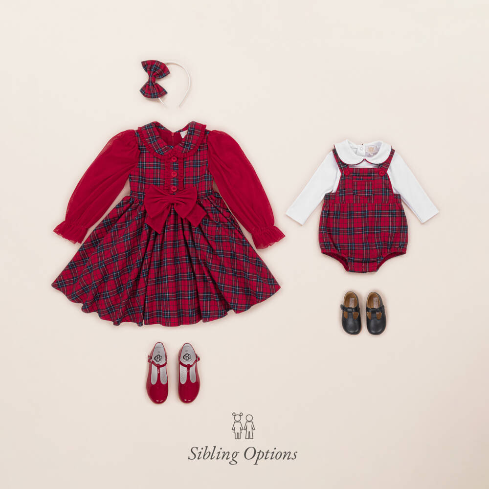 Caramelo Kids-Baby Boys Red Tartan Babysuit Set | Childrensalon Outlet