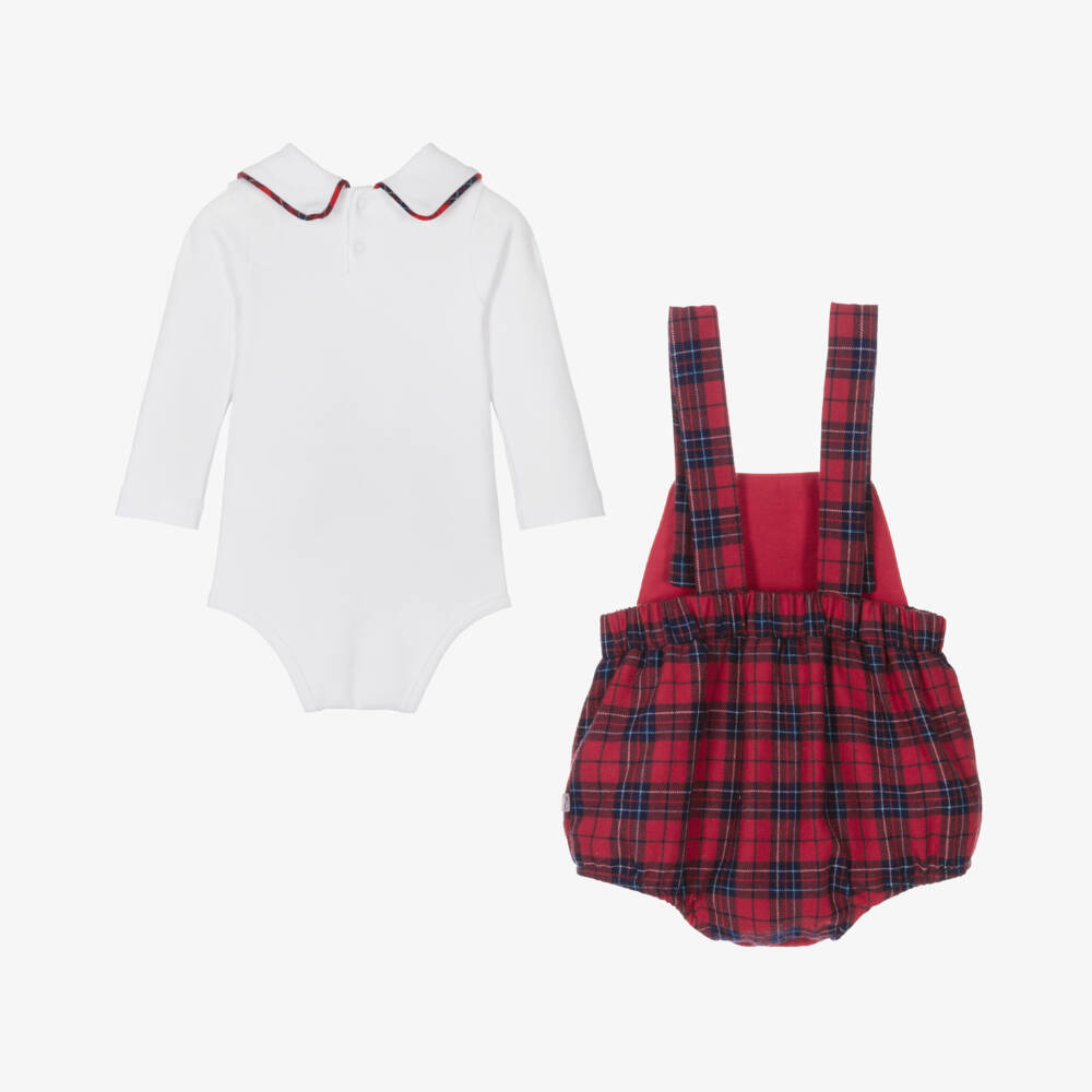 Caramelo Kids-Baby Boys Red Tartan Babysuit Set | Childrensalon Outlet