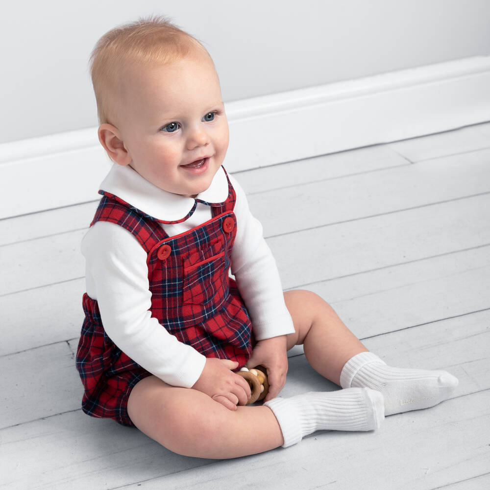 Caramelo Kids-Baby Boys Red Tartan Babysuit Set | Childrensalon Outlet