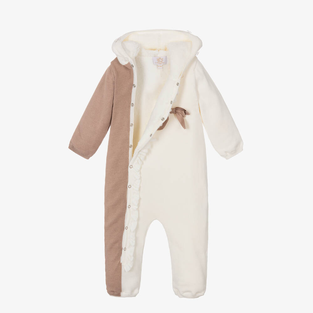 Baby Girls' Ivory Hooded Jumpsuit Baby Girls' Ivory Hooded Jumpsuit