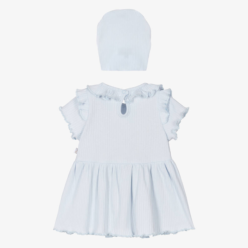 Caramelo Kids-Baby Girls Blue Cotton Bows Dress Set | Childrensalon Outlet