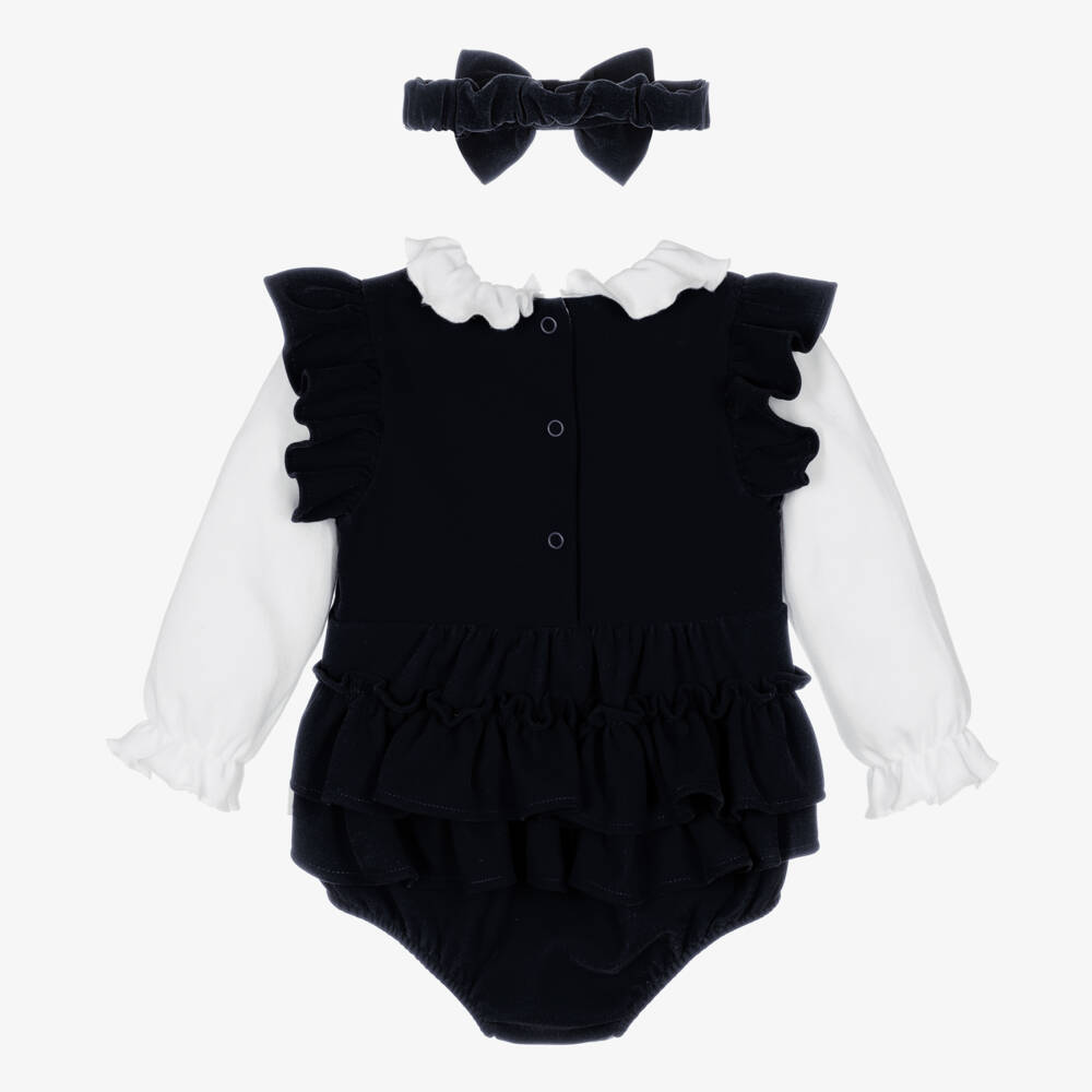 Caramelo Kids-Baby Girls Blue Velvet Shortie Set | Childrensalon Outlet