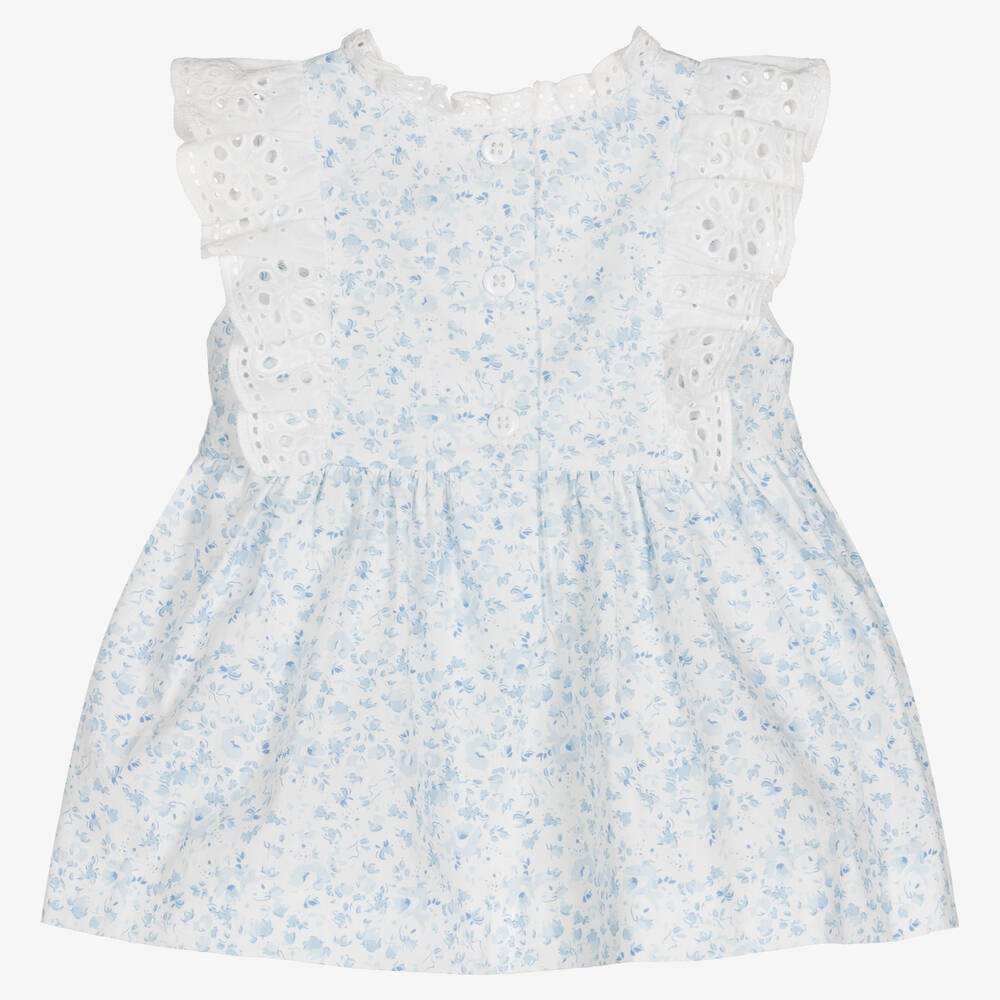 Caramelo Kids-Baby Girls Blue & White Floral Dress | Childrensalon Outlet