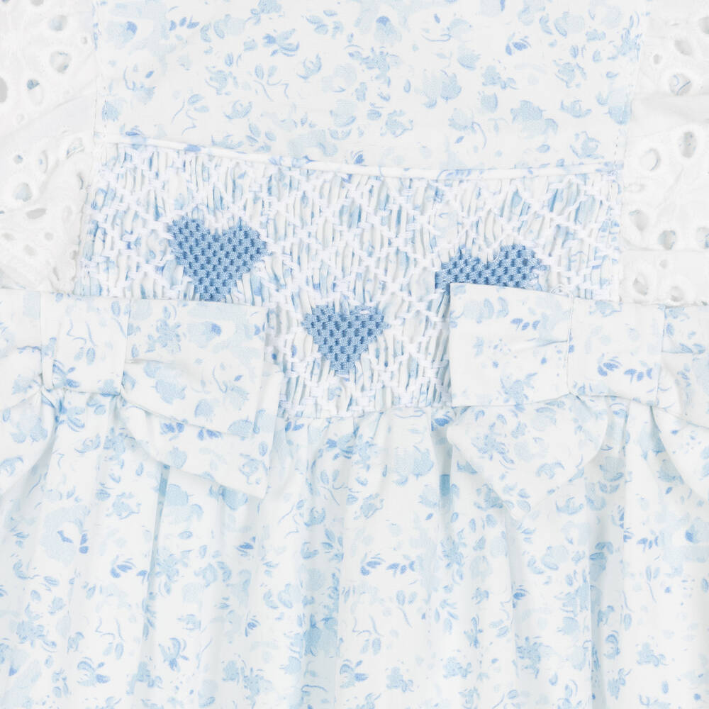 Caramelo Kids-Baby Girls Blue & White Floral Dress | Childrensalon Outlet