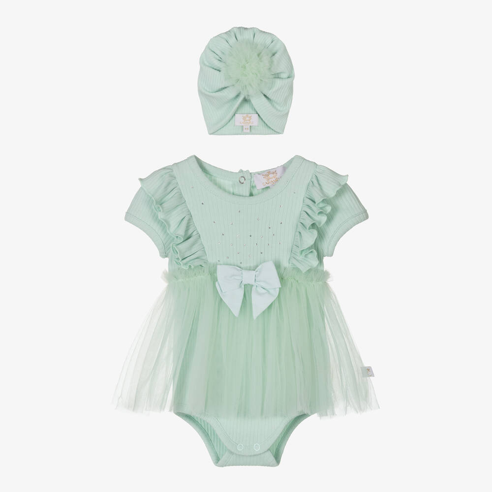 Caramelo Kids-Baby Girls Green Cotton Dress Set | Childrensalon Outlet