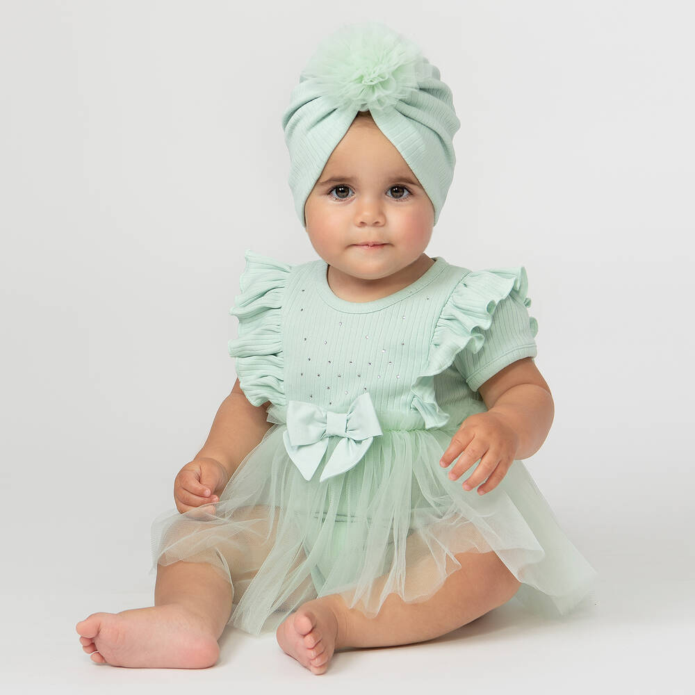 Caramelo Kids-Baby Girls Green Cotton Dress Set | Childrensalon Outlet