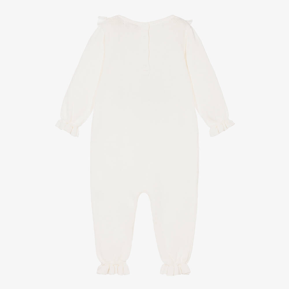 Caramelo Kids-Baby Girls Ivory Cotton Knit Romper | Childrensalon Outlet