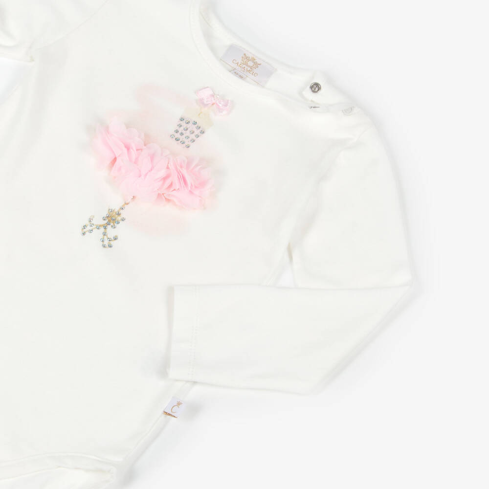 Caramelo Kids-Baby Girls Ivory & Pink Skirt Set with Gold Foil Dots | Childrensalon Outlet