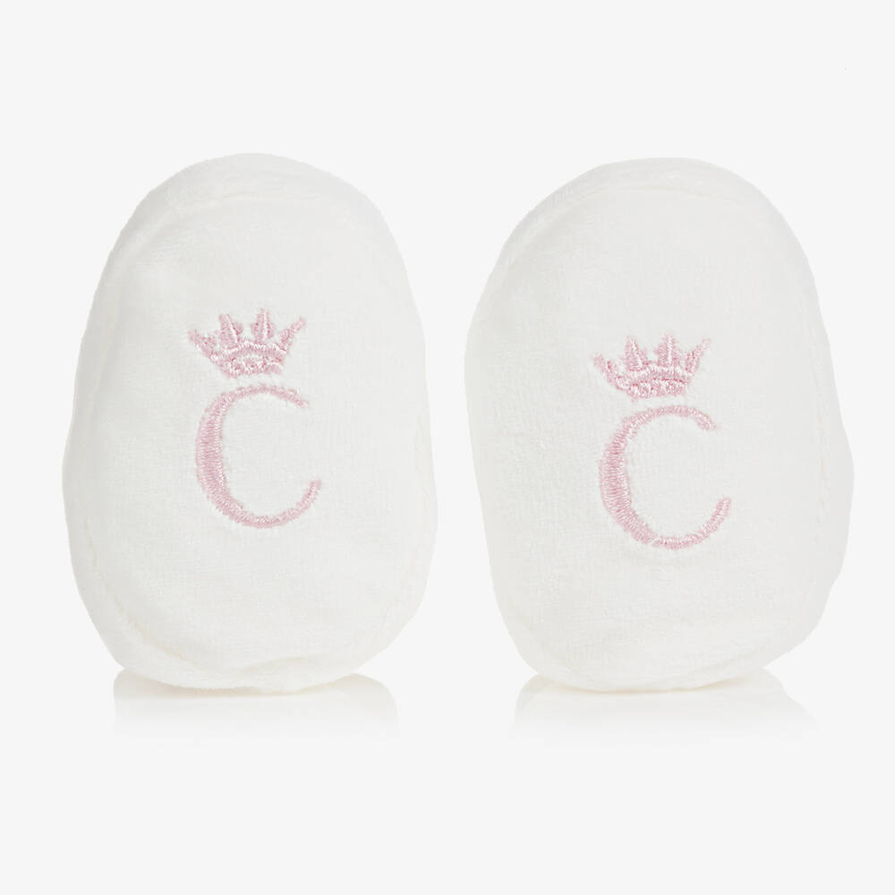 Caramelo Kids-Baby Girls Ivory Velour Booties | Childrensalon Outlet