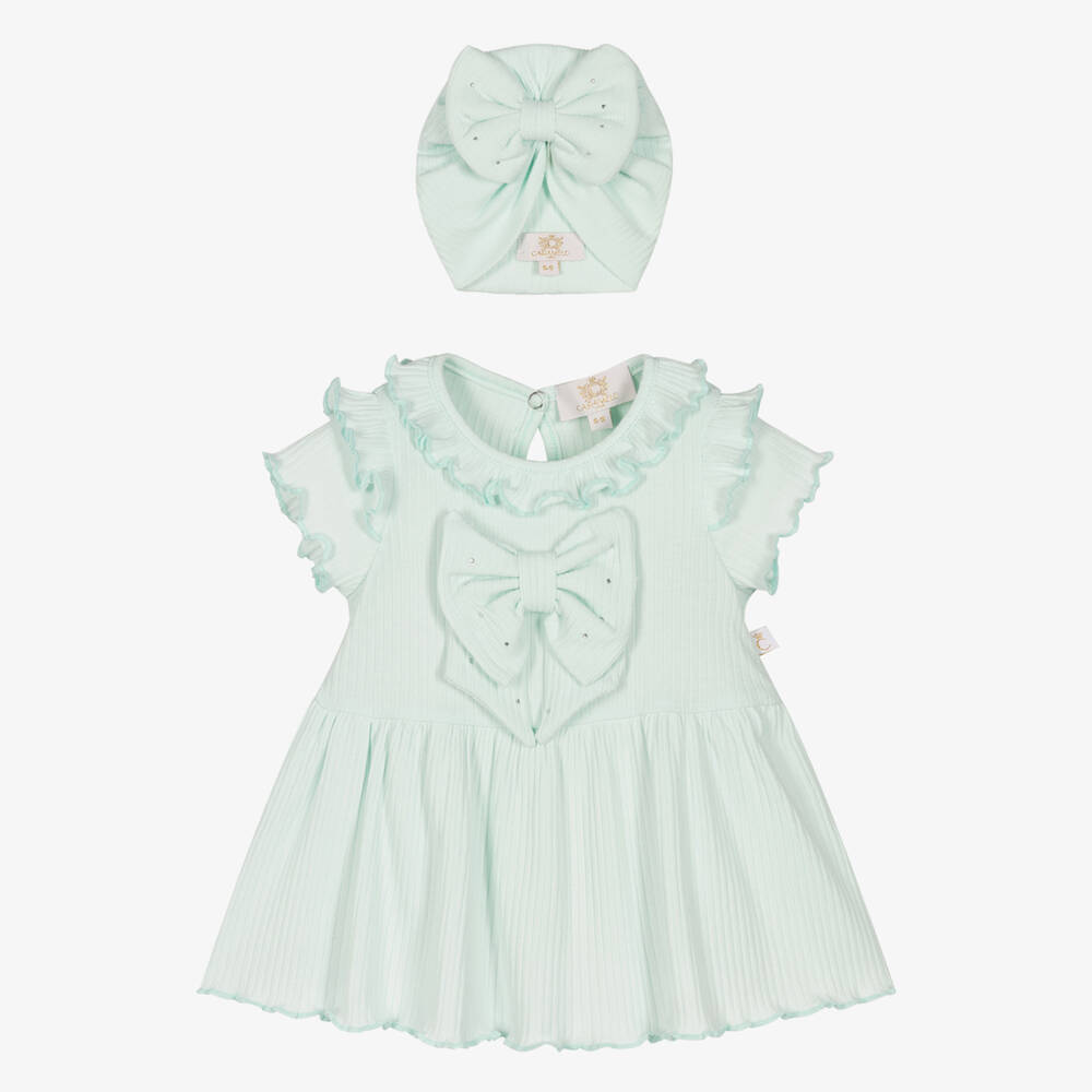 Caramelo Kids - Baby Girls Mint Green Dress Set  | Childrensalon