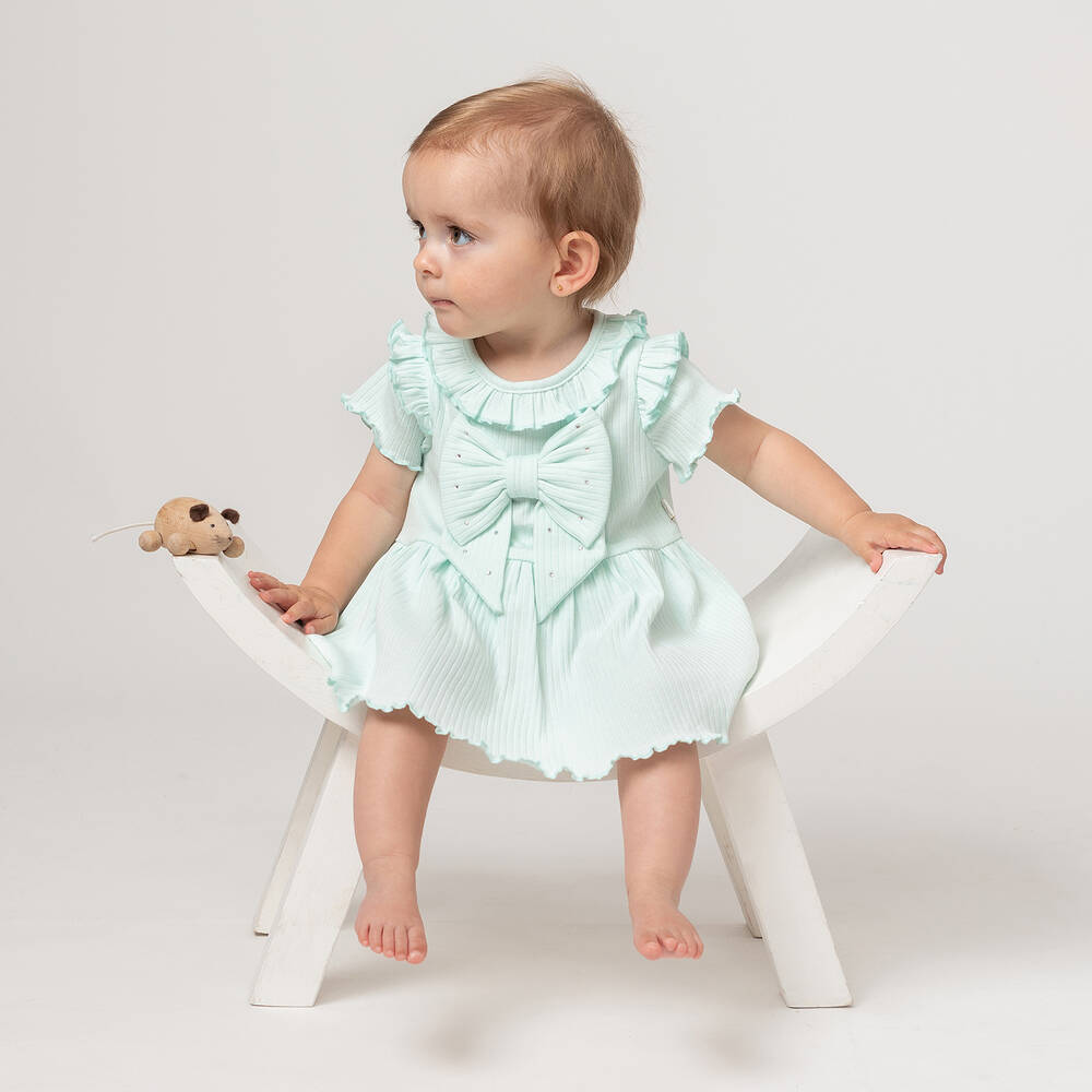 Caramelo Kids-Мятно-зеленое платье и чепчик | Childrensalon Outlet