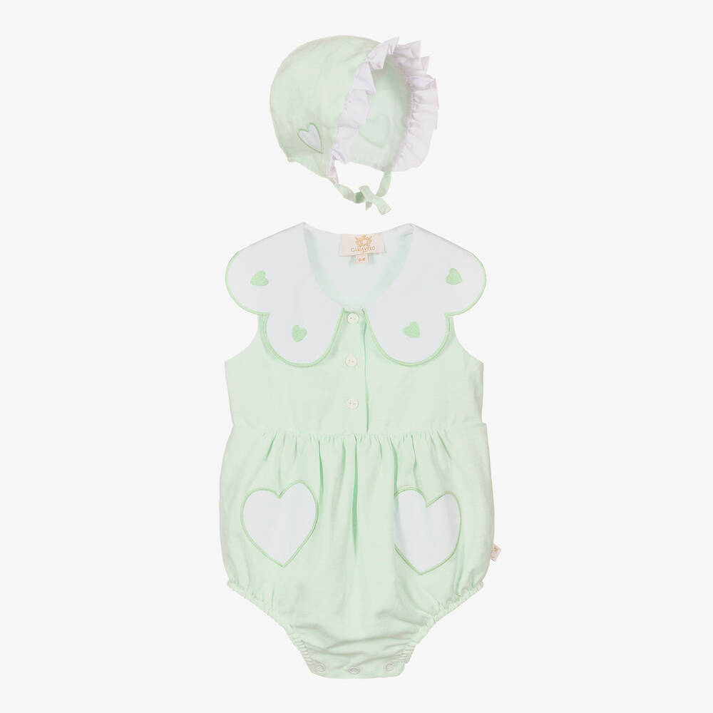 Caramelo Kids-Baby Girls Mint Green Shortie & Bonnet Set | Childrensalon Outlet