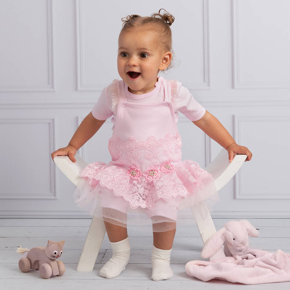 Caramelo Kids Baby Girls Pinafore Dress Set
