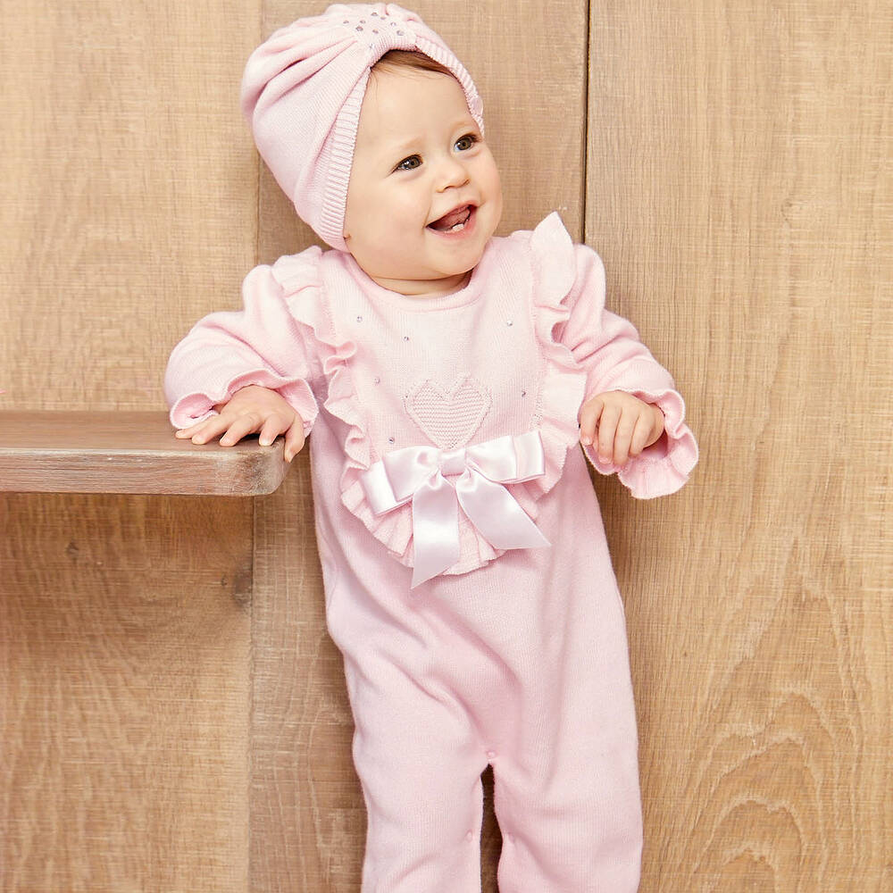Caramelo Kids-Baby Girls Pink Cotton Knit Romper | Childrensalon Outlet