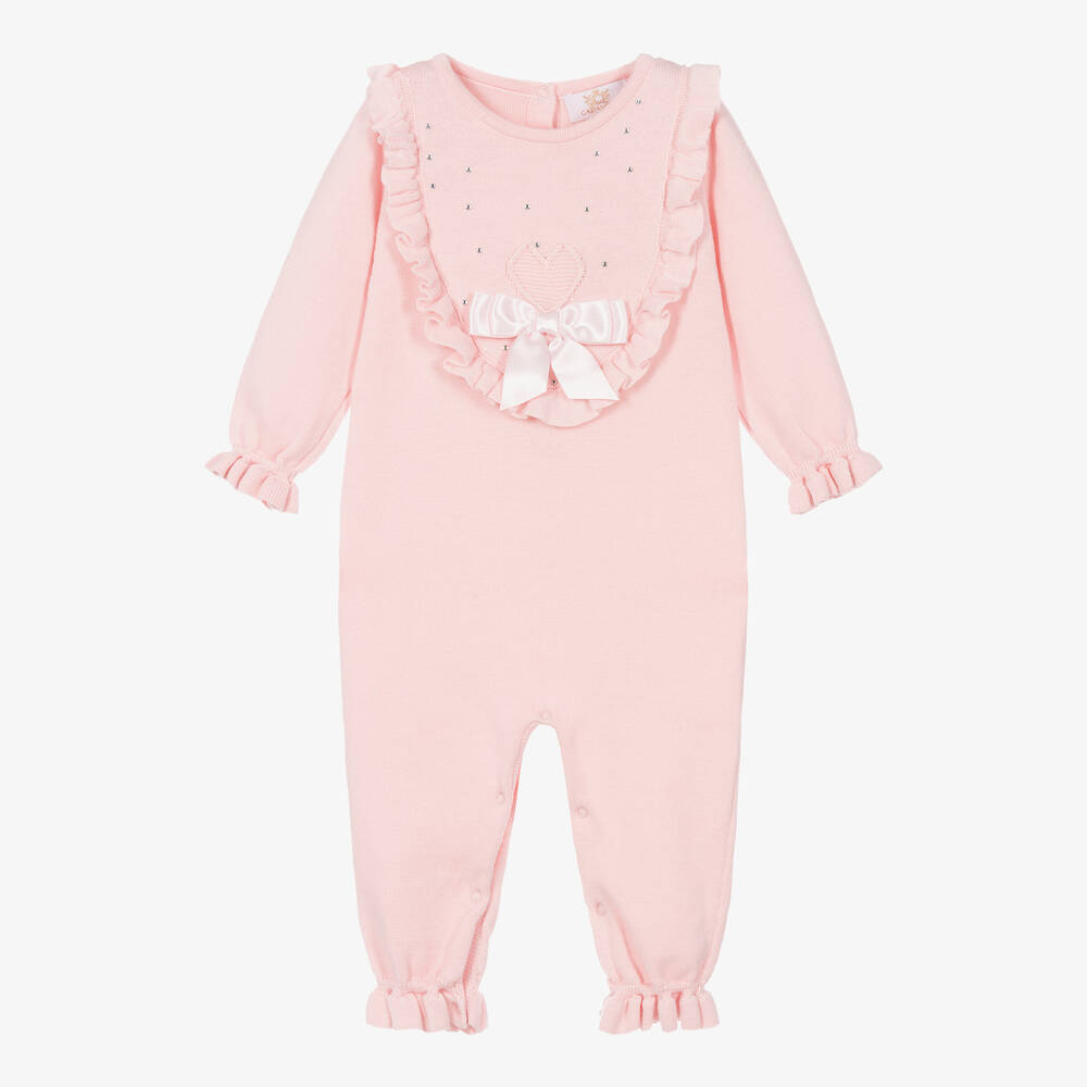 Caramelo Kids-Baby Girls Pink Cotton Knit Romper | Childrensalon Outlet