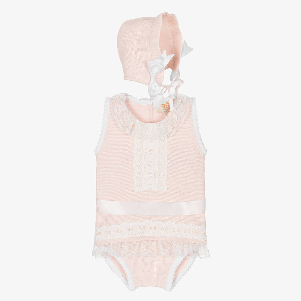 Caramelo Kids - Baby Girls Pink Cotton Knit Shorts Set | Childrensalon