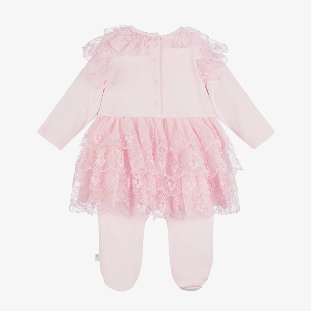 Caramelo Kids-بدلة أطفال قطنية وردية للبنات مع كشكش | Childrensalon Outlet