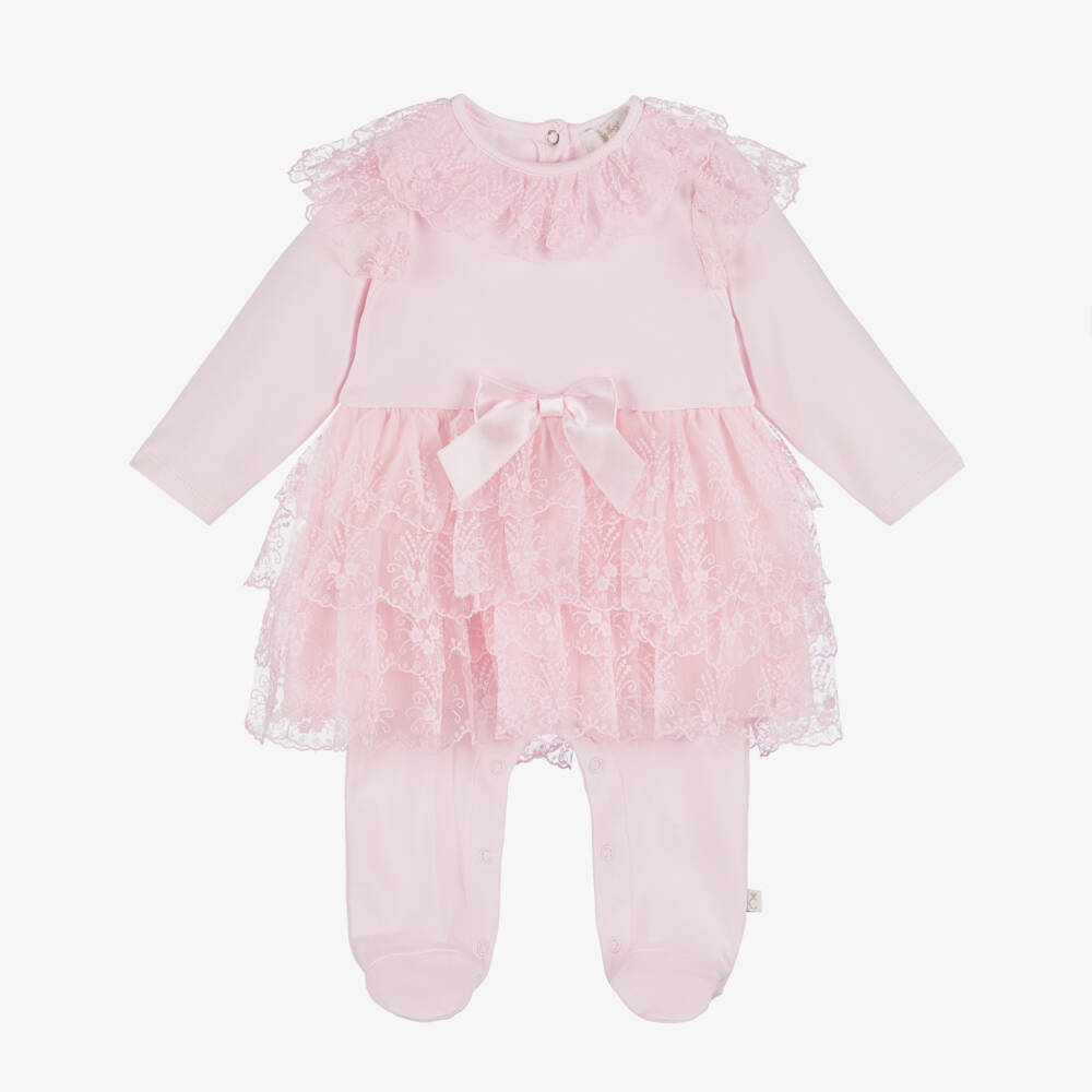 Caramelo Kids-بدلة أطفال قطنية وردية للبنات مع كشكش | Childrensalon Outlet