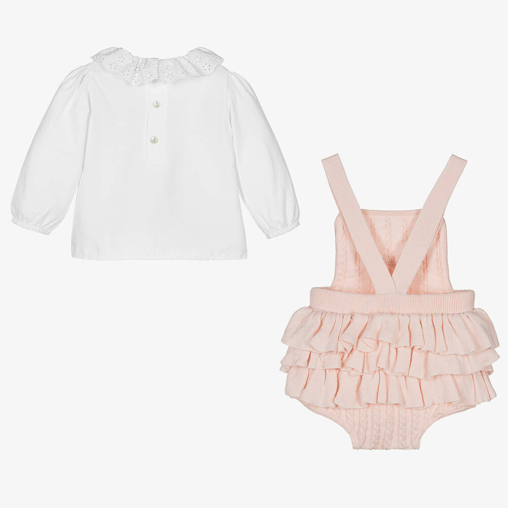 Caramelo Kids-Baby Girls Pink Dungaree Set | Childrensalon Outlet