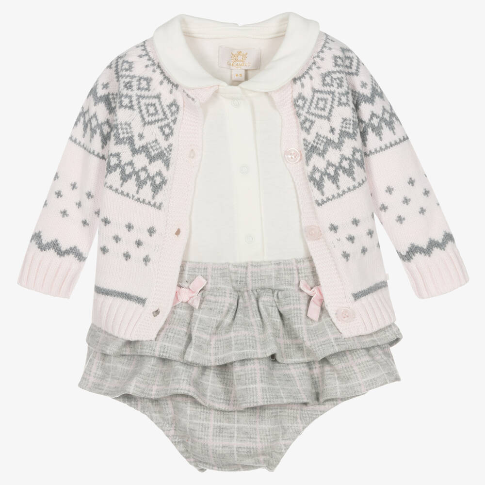 Caramelo Kids - Baby Girls Pink & Grey Shorts Set | Childrensalon
