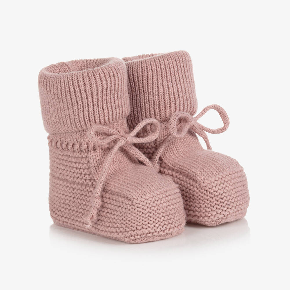 Caramelo Kids - Baby Girls Pink Knitted Booties | Childrensalon