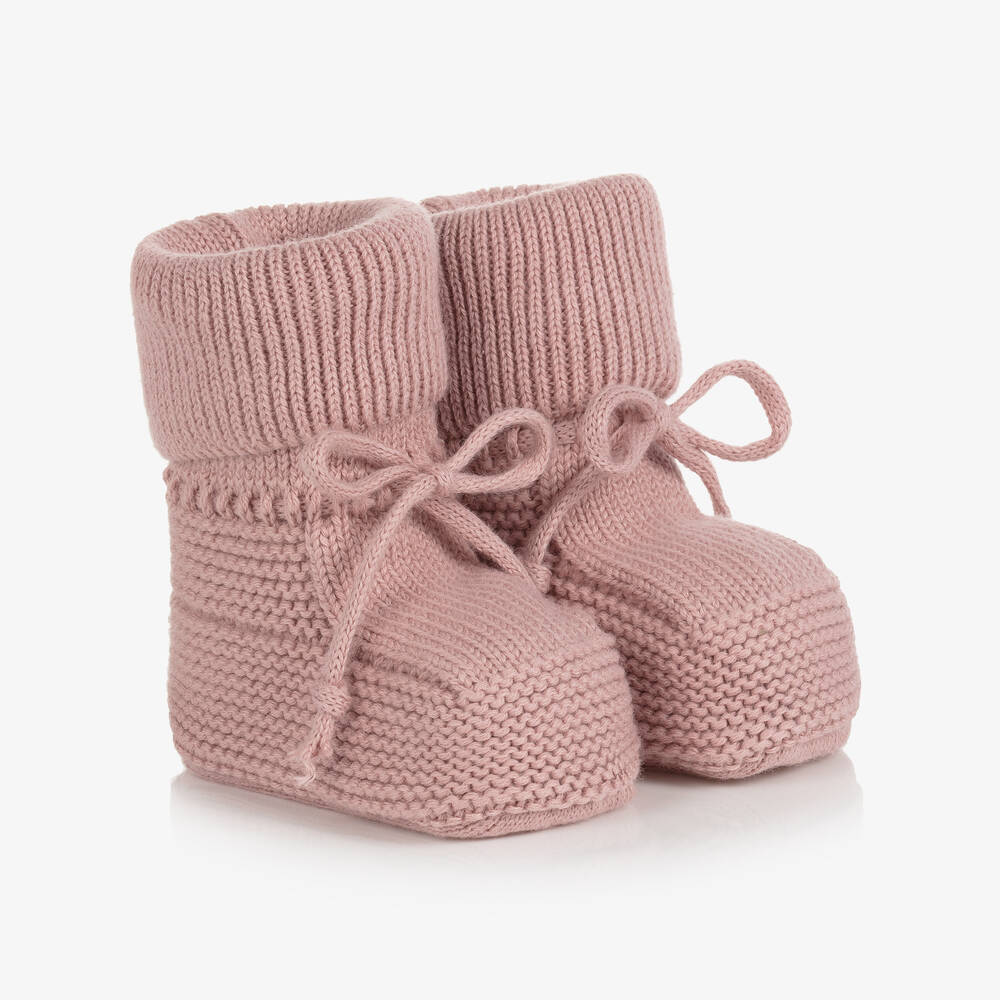 Caramelo Kids-Baby Girls Pink Knitted Booties | Childrensalon Outlet