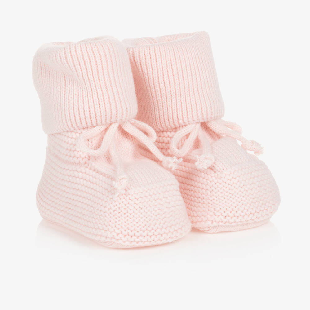Caramelo Kids - Baby Girls Pink Knitted Booties | Childrensalon