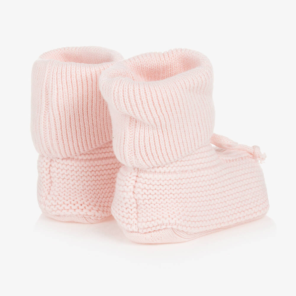 Caramelo Kids-Baby Girls Pink Knitted Booties | Childrensalon Outlet