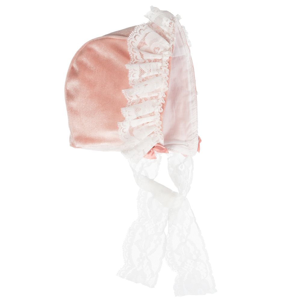 Caramelo Kids - Baby Girls Pink Velvet Bonnet | Childrensalon