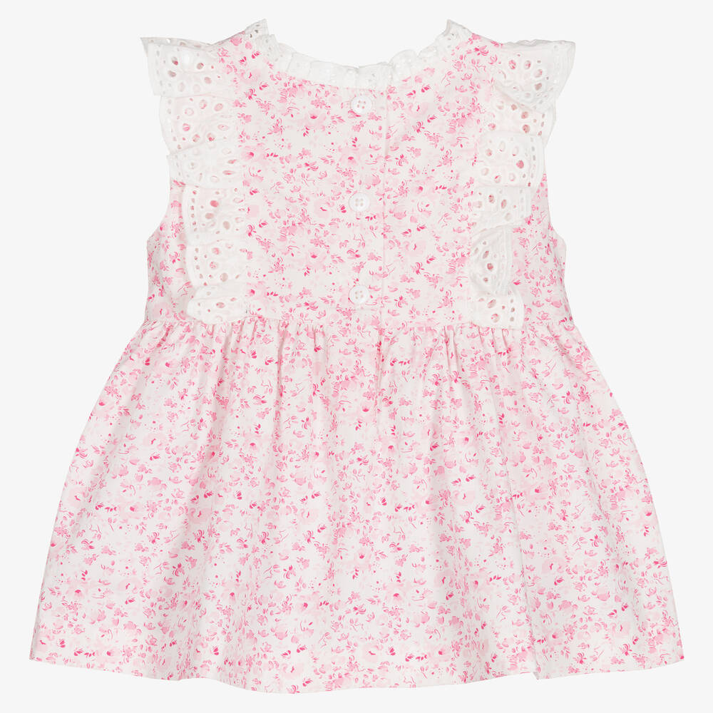 Caramelo Kids-Baby Girls Pink & White Floral Dress | Childrensalon Outlet