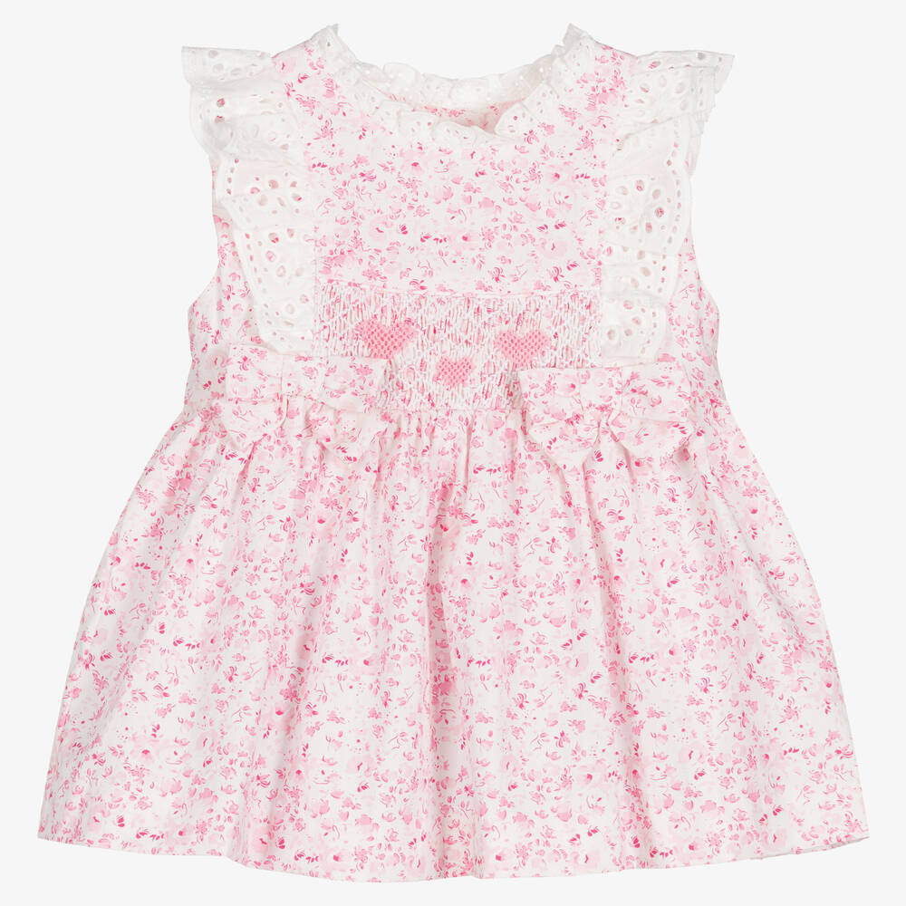 Caramelo Kids - Robe rose et blanche à fleurs bébé | Childrensalon